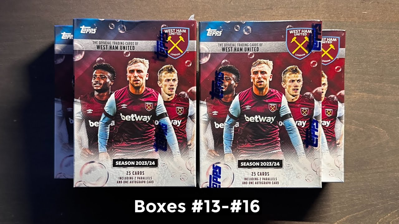 Набор коллекционных карточек Topps West Ham Team Set 2023/24, 4 коробки, открытие 4 штук - золота...