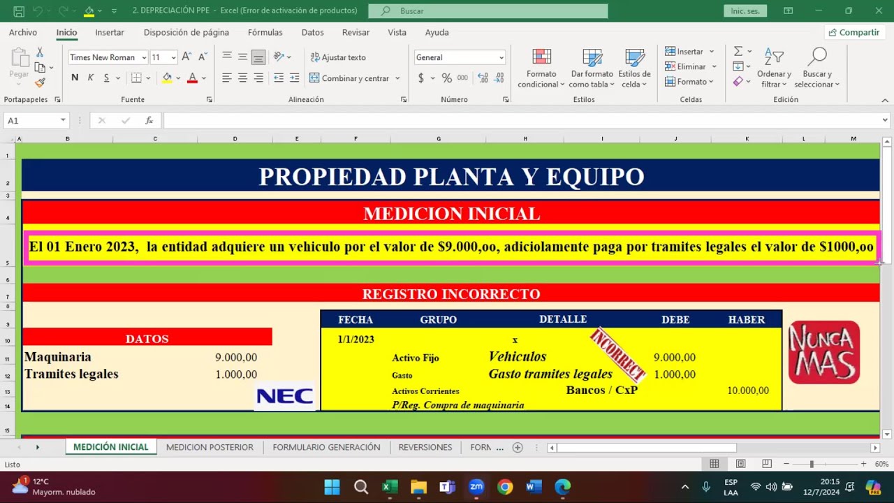 Caso práctico de impuestos diferidos por depreciaciones en propiedad, planta y equipo explicado