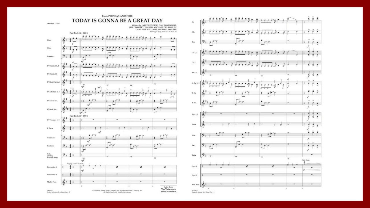 Today Is Gonna Be a Great Day (from Phineas and Ferb) | Arr. Johnnie Vinson