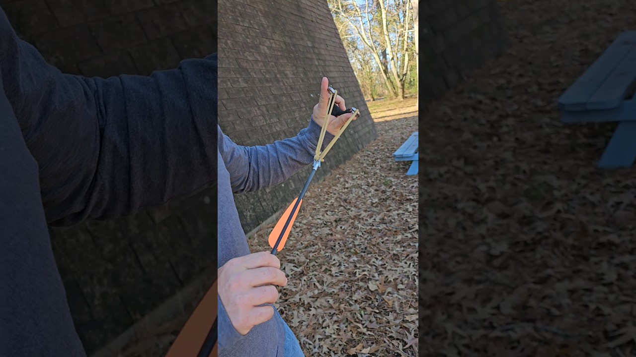 Shooting Arrows with a slingshot / catapult
