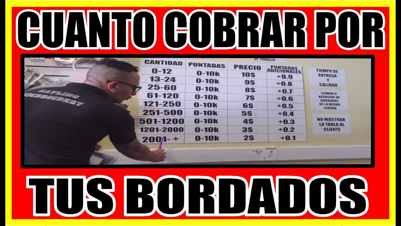 CUANTO COBRAR POR TUS BORDADOS -COMO CALCULAR EL PRECIO DE UN BORDADO-HOW MUCH CHARGE FOR EMBROIDERY