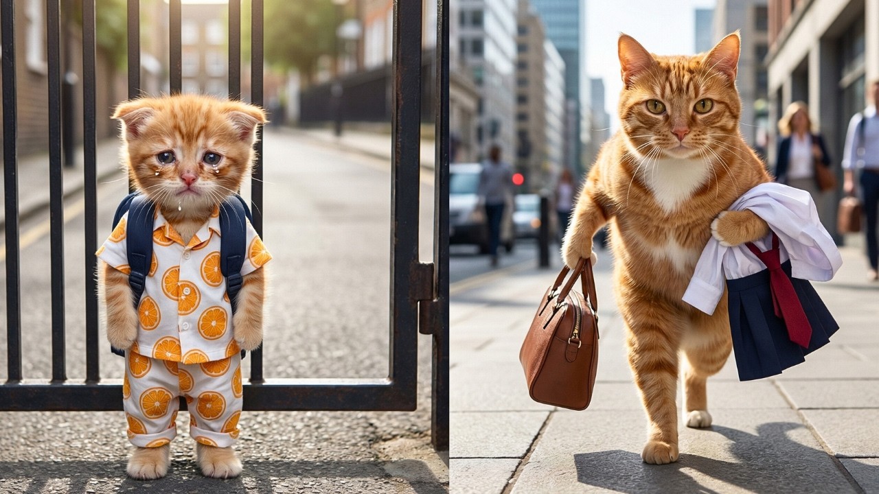 Ginger Kitten Forgot His School Uniform — Mama Cat Left Her Important Meeting To Help Him 🥹❤️