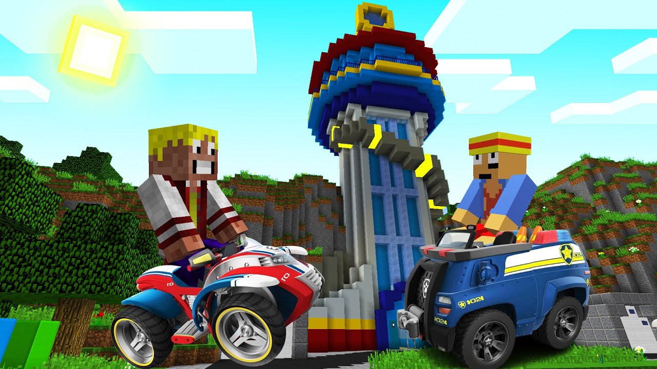 PANCRI Y MAGO PRUEBAN LOS VEH&Iacute;CULOS DE LA PAW PATROL EN MINECRAFT 😱