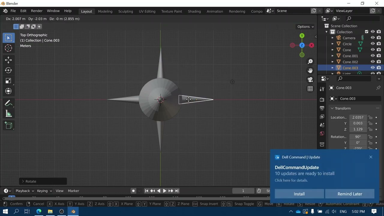 Making a rocket in Blender.