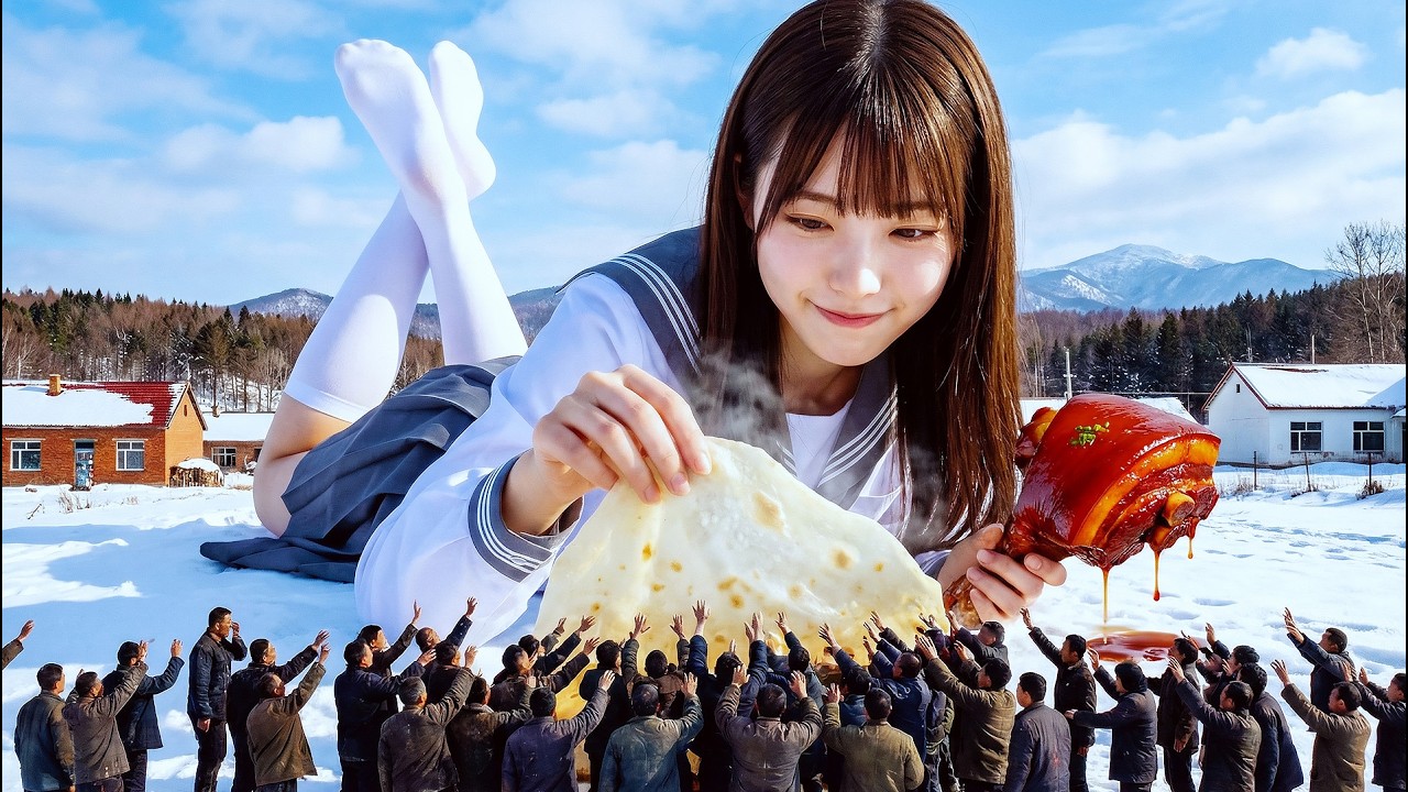 女巨人餵全村人吃素餅，自己卻偷吃大肘子！搞笑短片