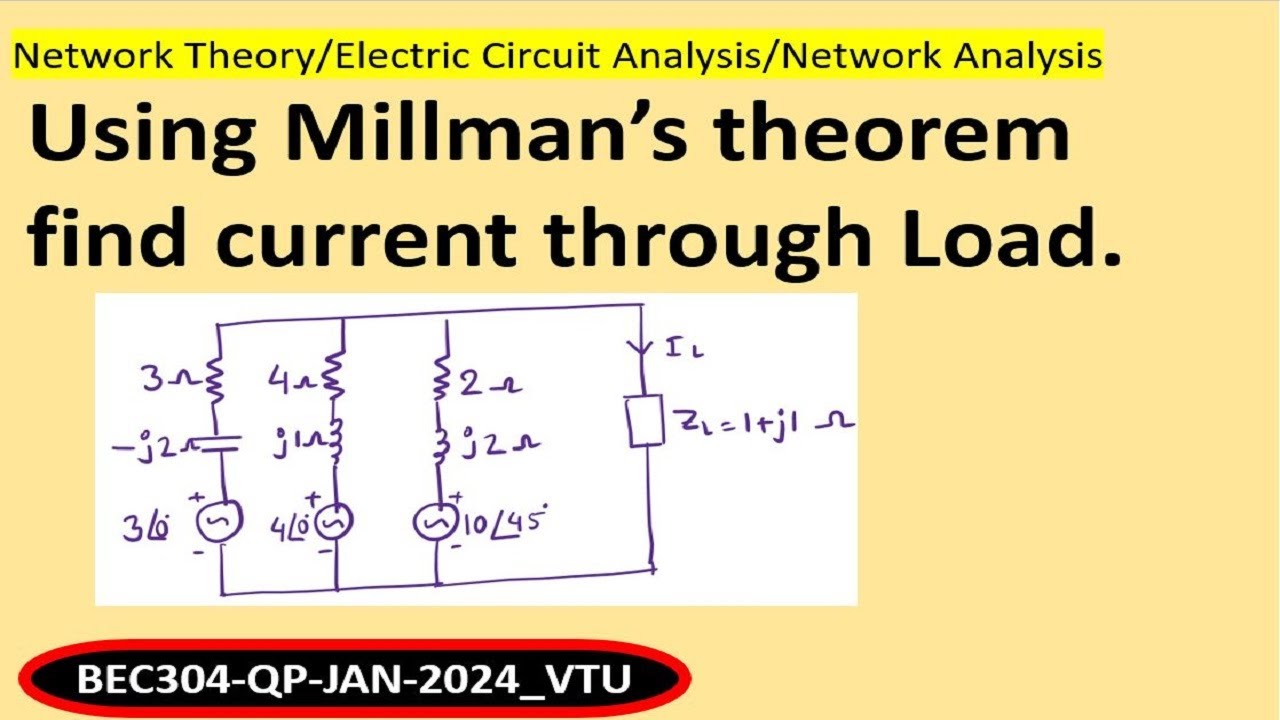 Using Milliman's theorem find current through Load.