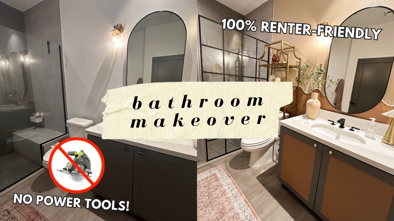 EXTREME BATHROOM MAKEOVER *RENTER-FRIENDLY* | spa vibes w/ diy wavy peel-and-stick trim