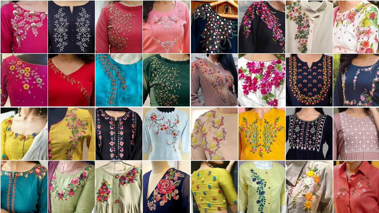 Simple or Stylish Embroidery Design Ideas For Kurti Neck 2023 |