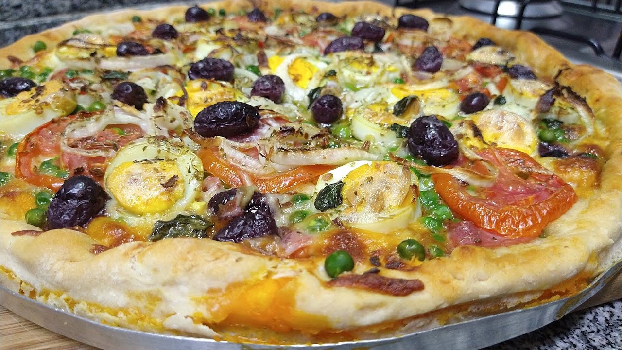 PIZZA PORTUGUESA CASEIRA IGUAL DA PIZZARIA ECONOMIZE FAZENDO EM CASA✔