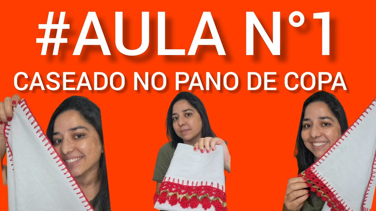 #Aula n°1 barrado no pano de prato #panodecopa #costura #barradodecroche 