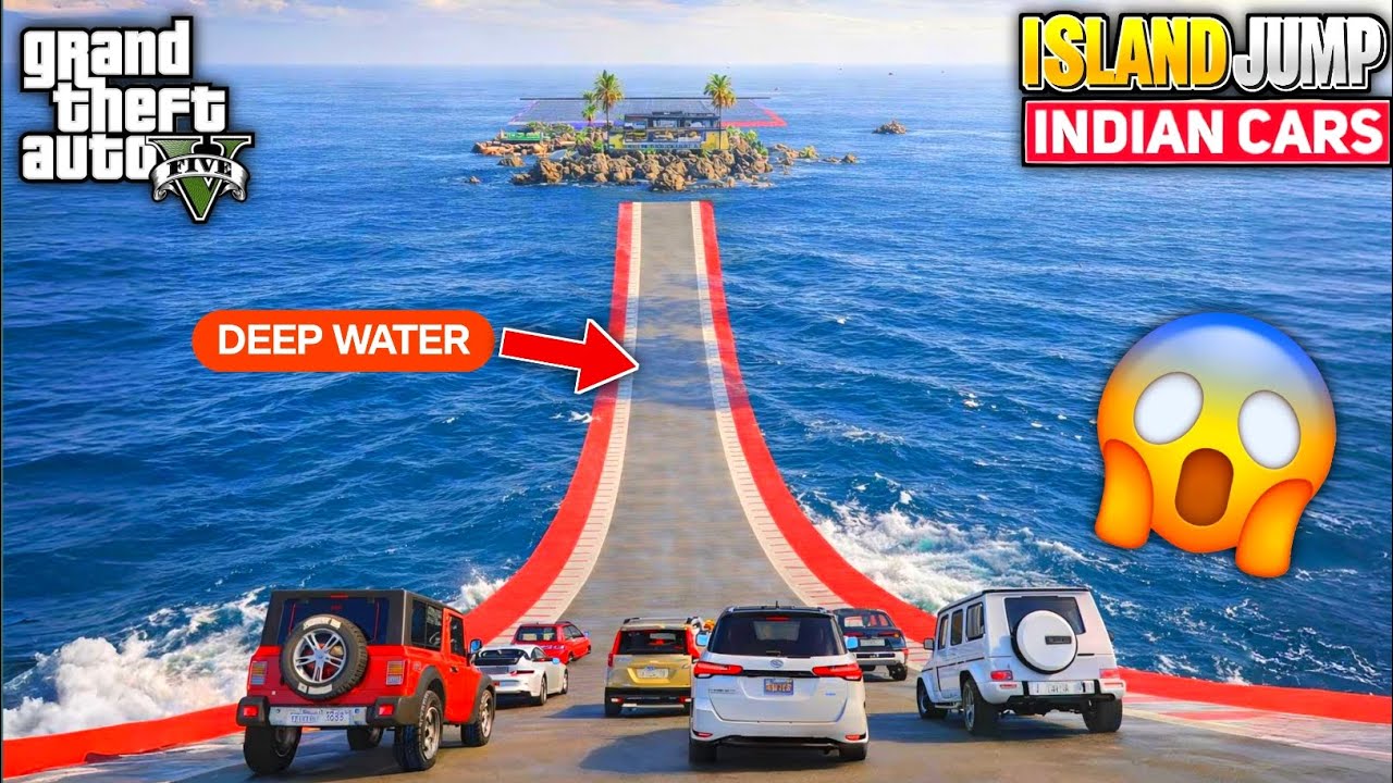 GTA 5: TOP INDIAN & SUPER CARS 🔥 VS IMPOSSIBLE  ISLAND JUMP CHALLENGE | GTA 5 | HINDI | 