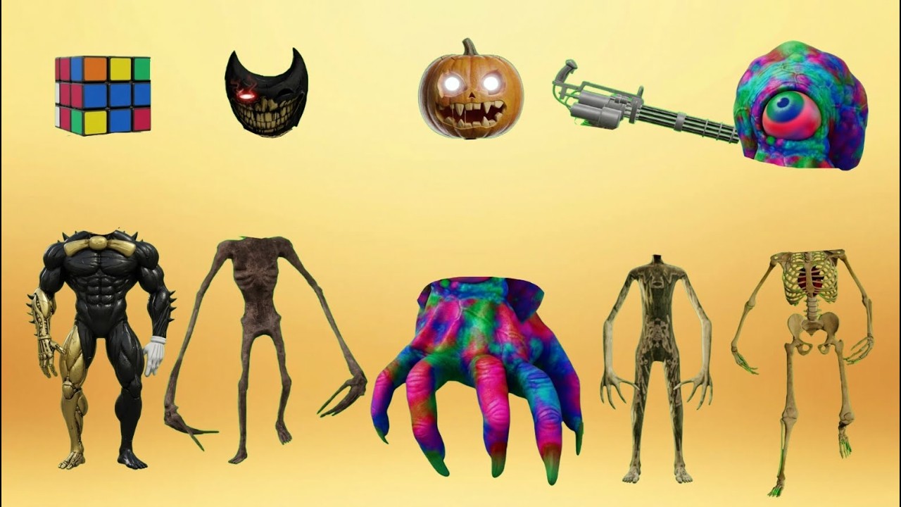 WRONG HEADS HOUSE HEAD, SIREN HEAD PIPE, SIREN HEAD SKELETON, SIREN HEAD THUNDERBOLT, TRAFFIC LIGHT.