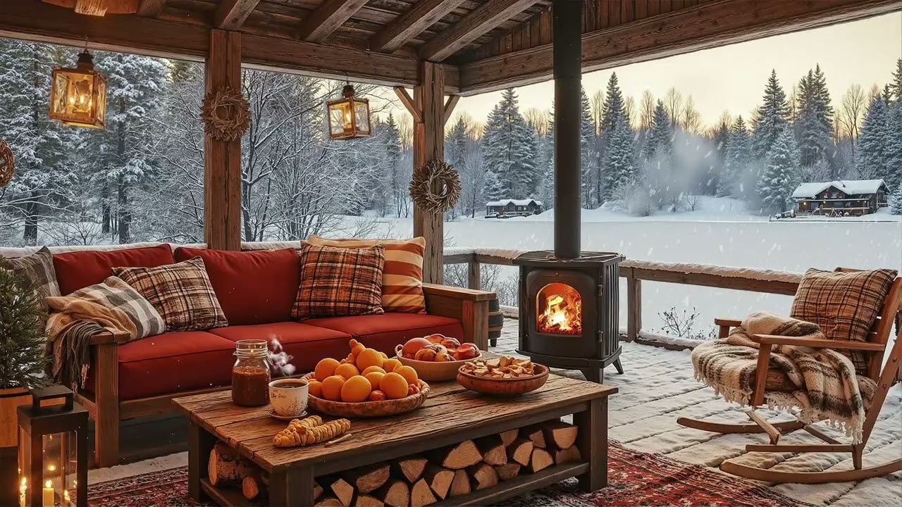 Fireside Porch Winter Jazz ❄️ Smooth Cozy Jazz Music for Snowy Evenings & Warm Porch Vibes