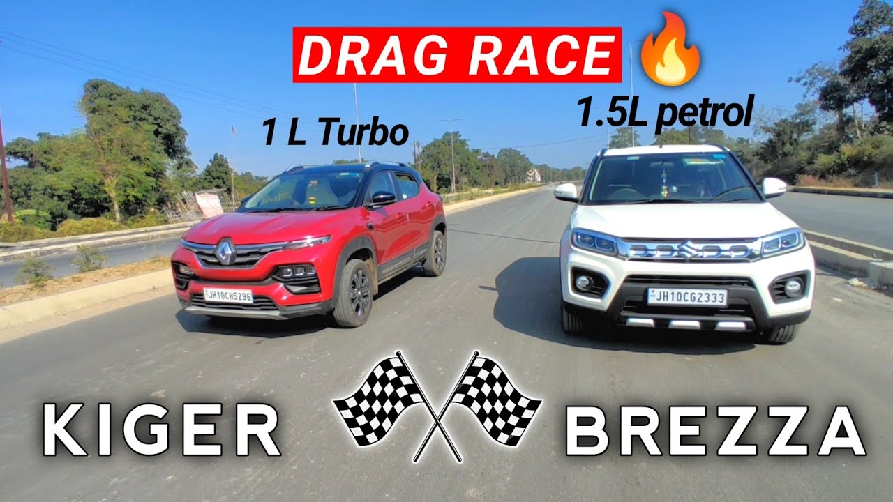 KIGER vs BREZZA 🔥 - DRAG RACE🚀 | Kiger 1.0 L turbo vs Brezza 1.5 L petrol