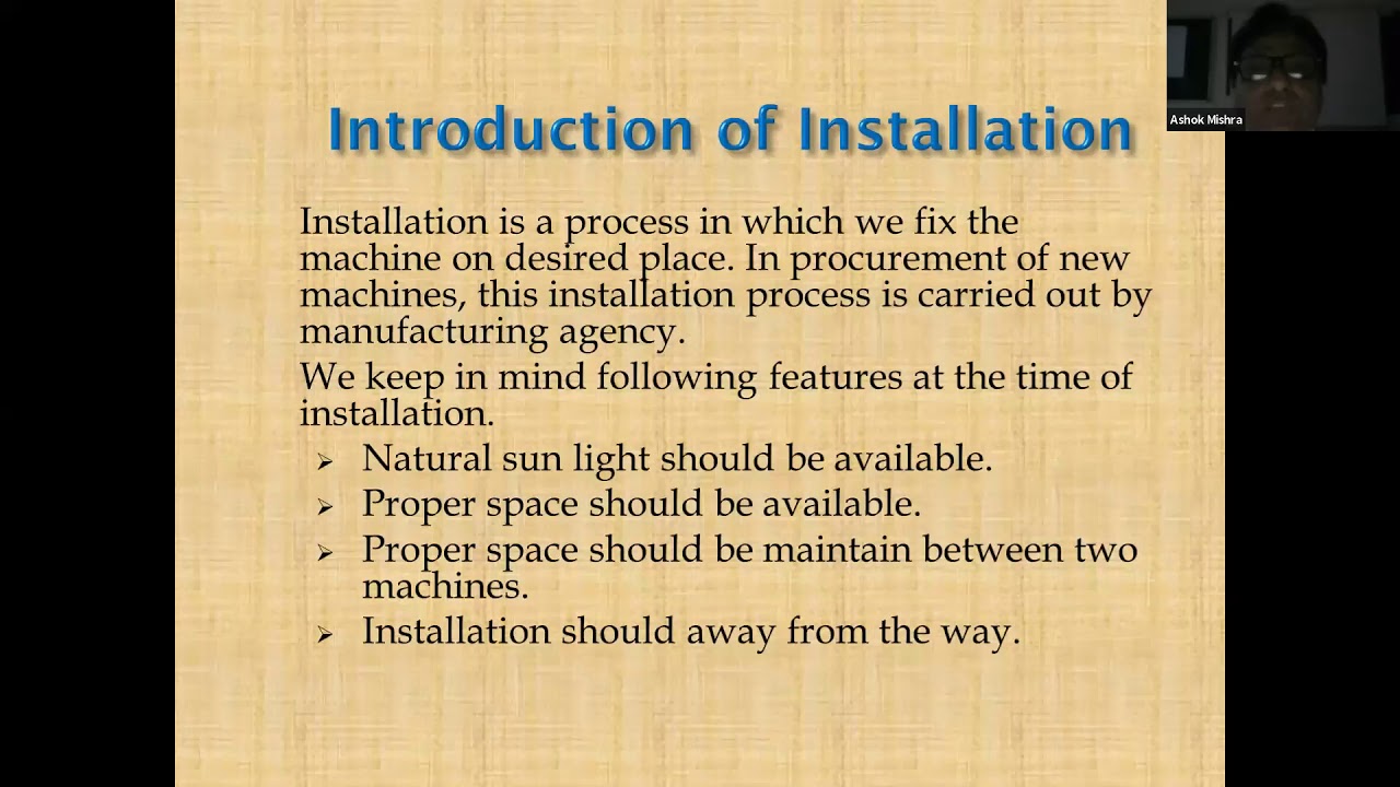 979 0901 1881 Installation of Machine and Maintenance by Ashok Kumar Mishra, Training Officer NSTI B