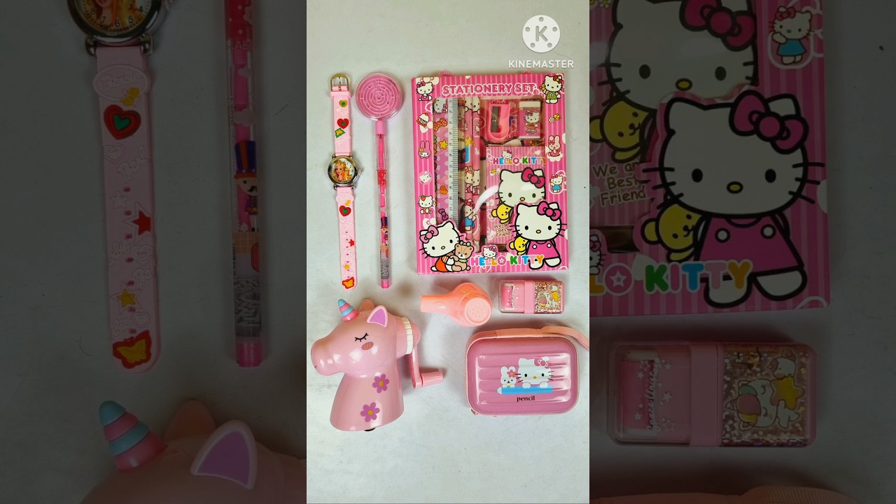 cute pink stationery collection - unicorn pencil sharpner, pencil case, stationery set #stationery