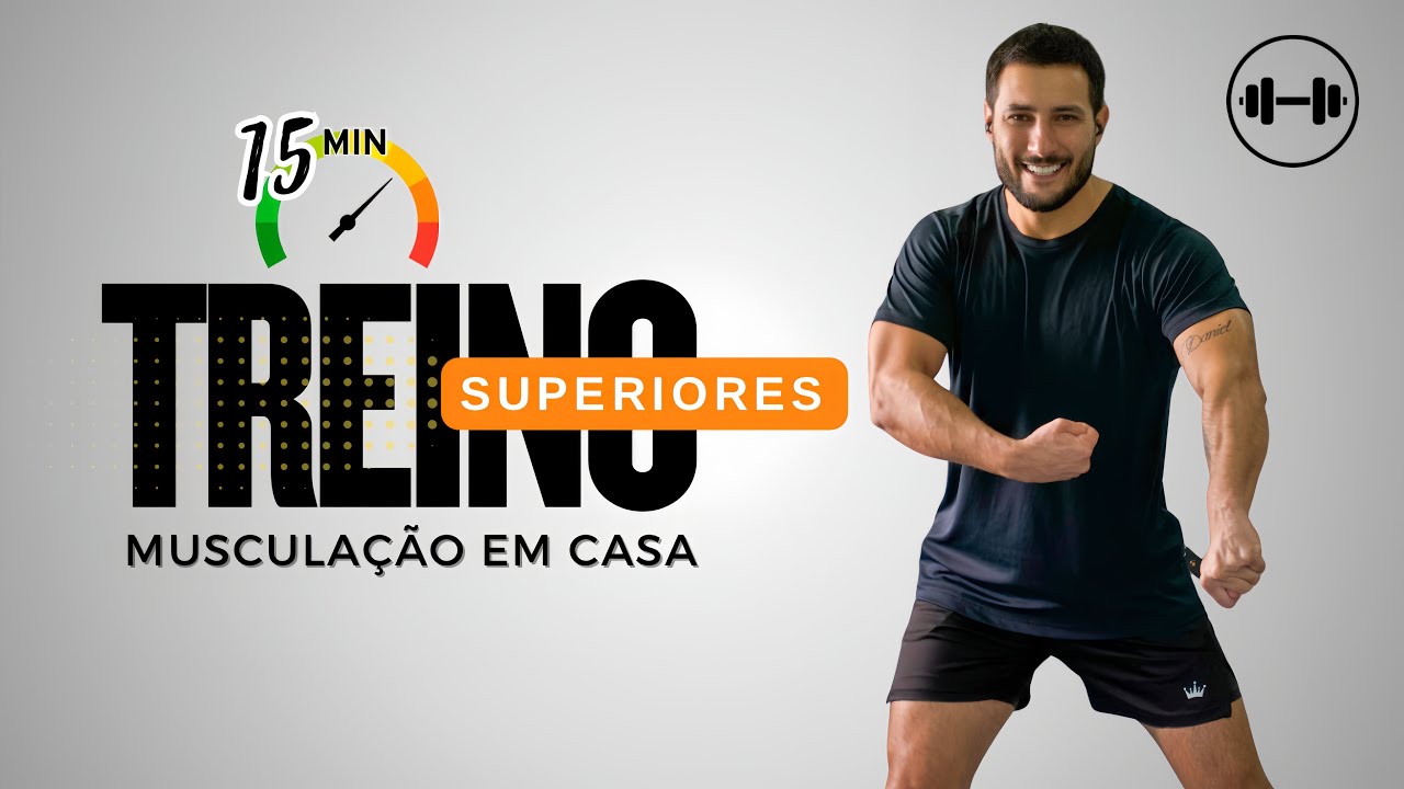Treino De SUPERIORES (COM HALTERES) 15 MIN P/ bra&ccedil;os, peito e costas mais definidos