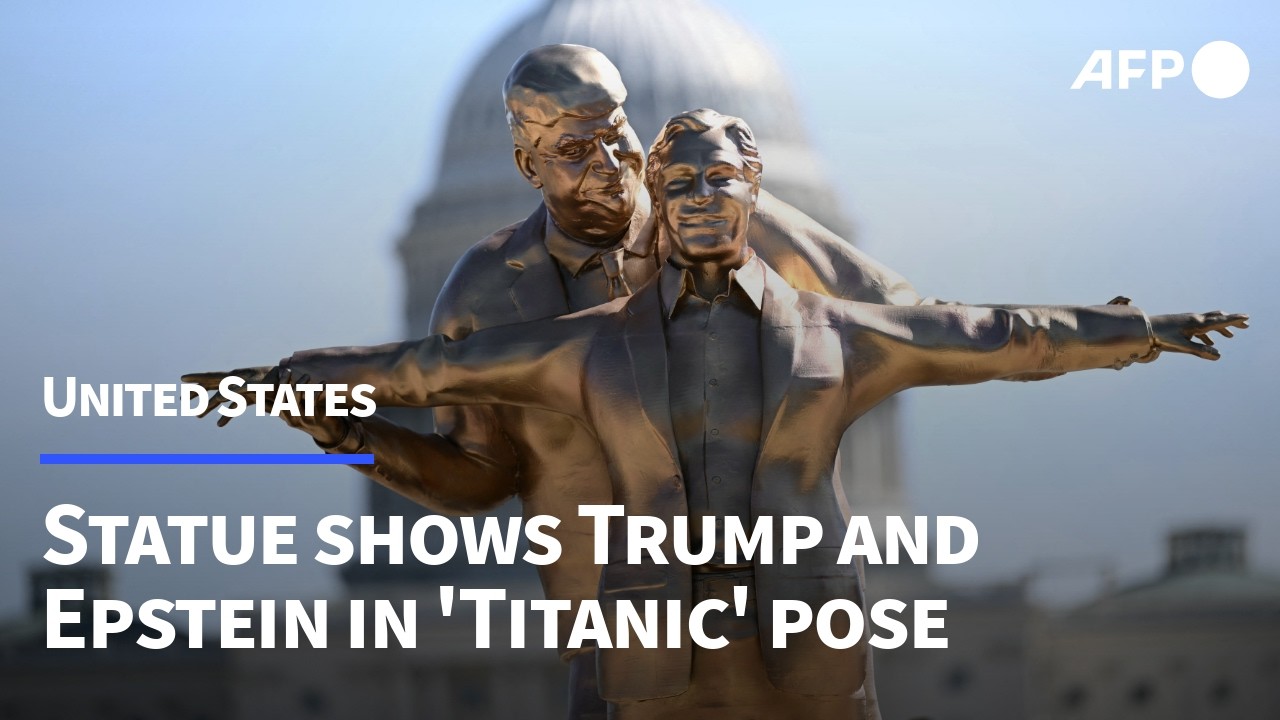 Statue of Trump and Epstein in 'Titanic' pose appears on DC National Mall | AFP