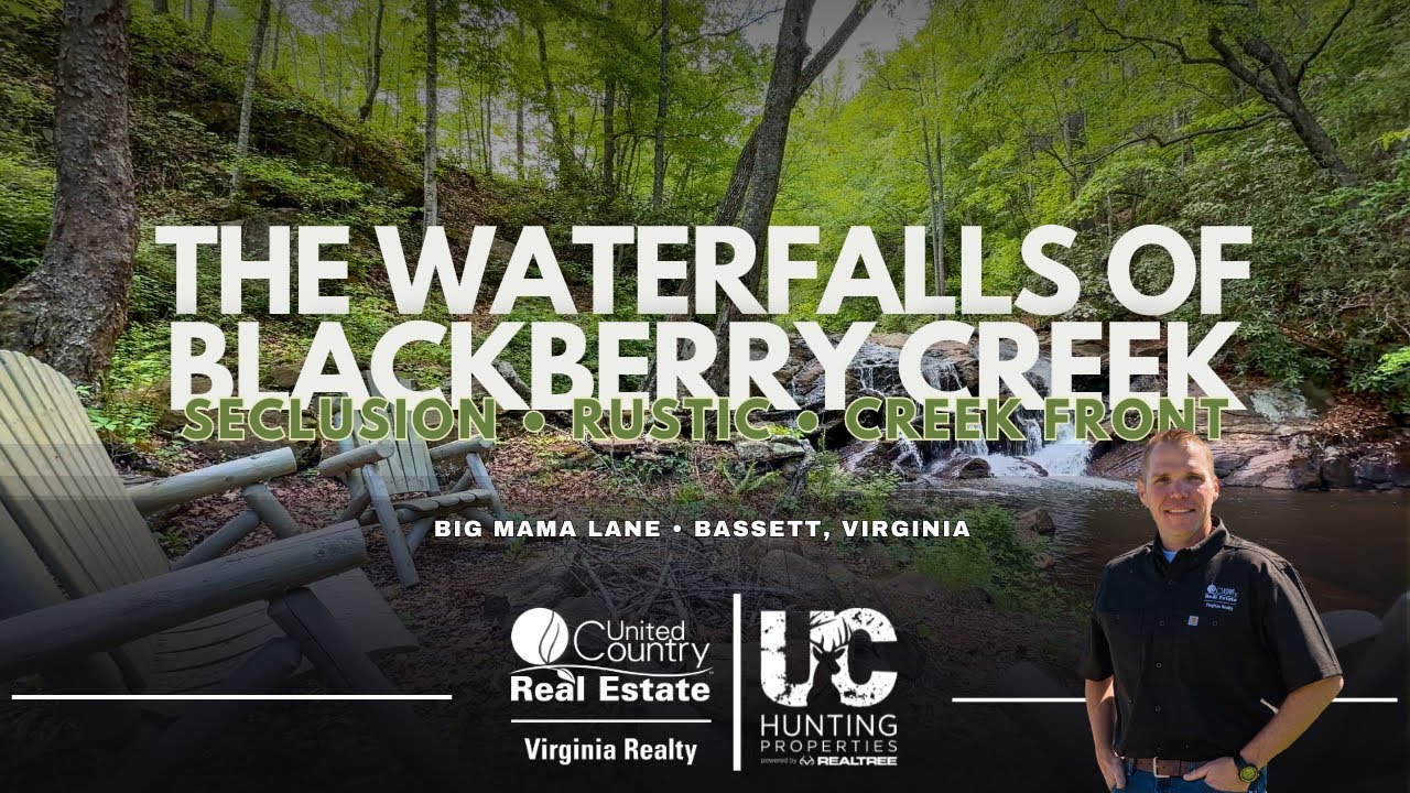 Waterfall Property For Sale in Virginia  | 18 Acres Cabin & Creek | Bassett VA