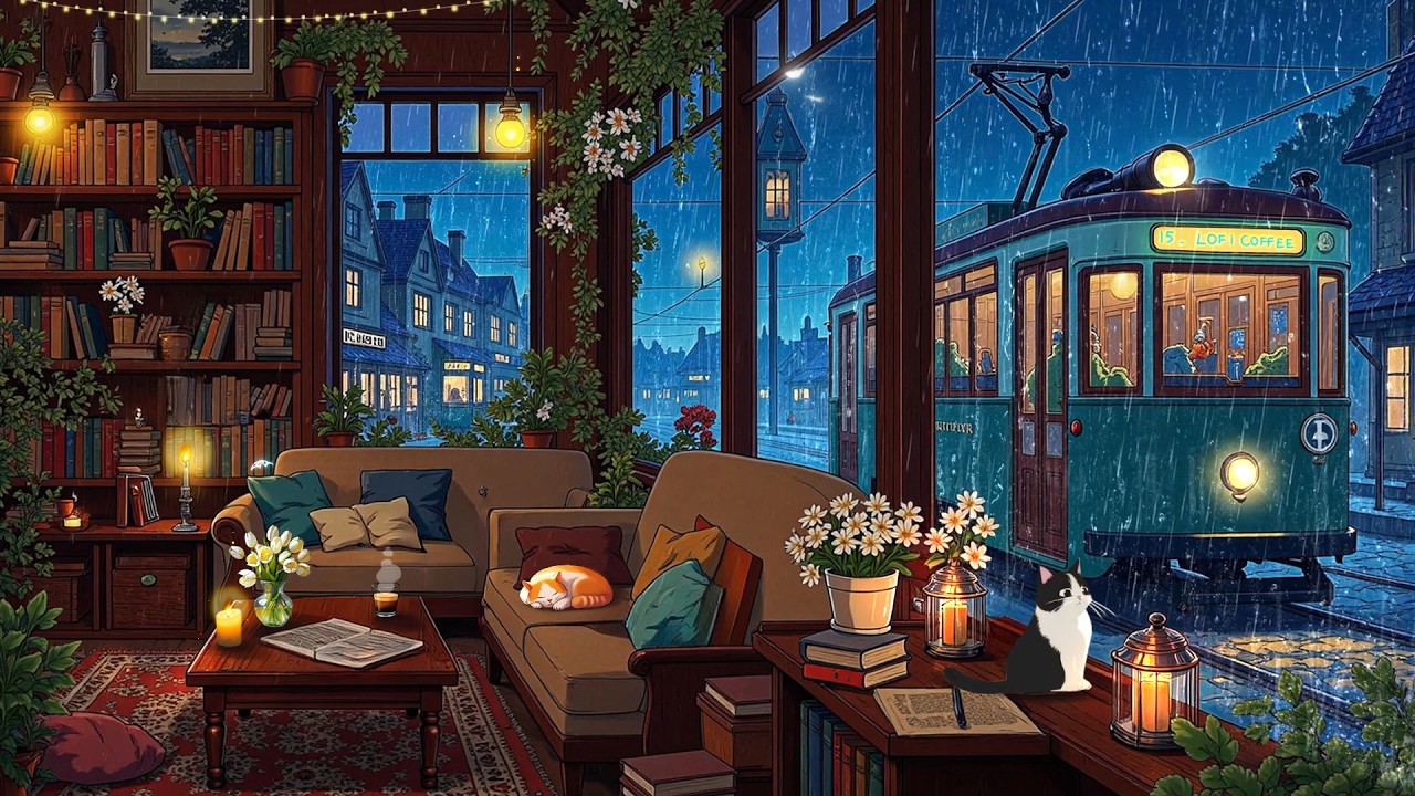Raining in Lofi Street 🌧️ Peaceful Lofi Beats for Study & Relaxation 🌃 Cozy Lofi Room