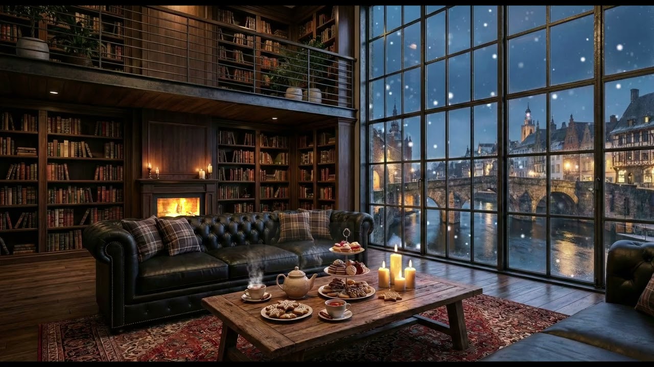 Cozy Coffee Lounge on a Winter Day ❄️ Deep Focus, Elegant Jazz , & Fireplace Sounds