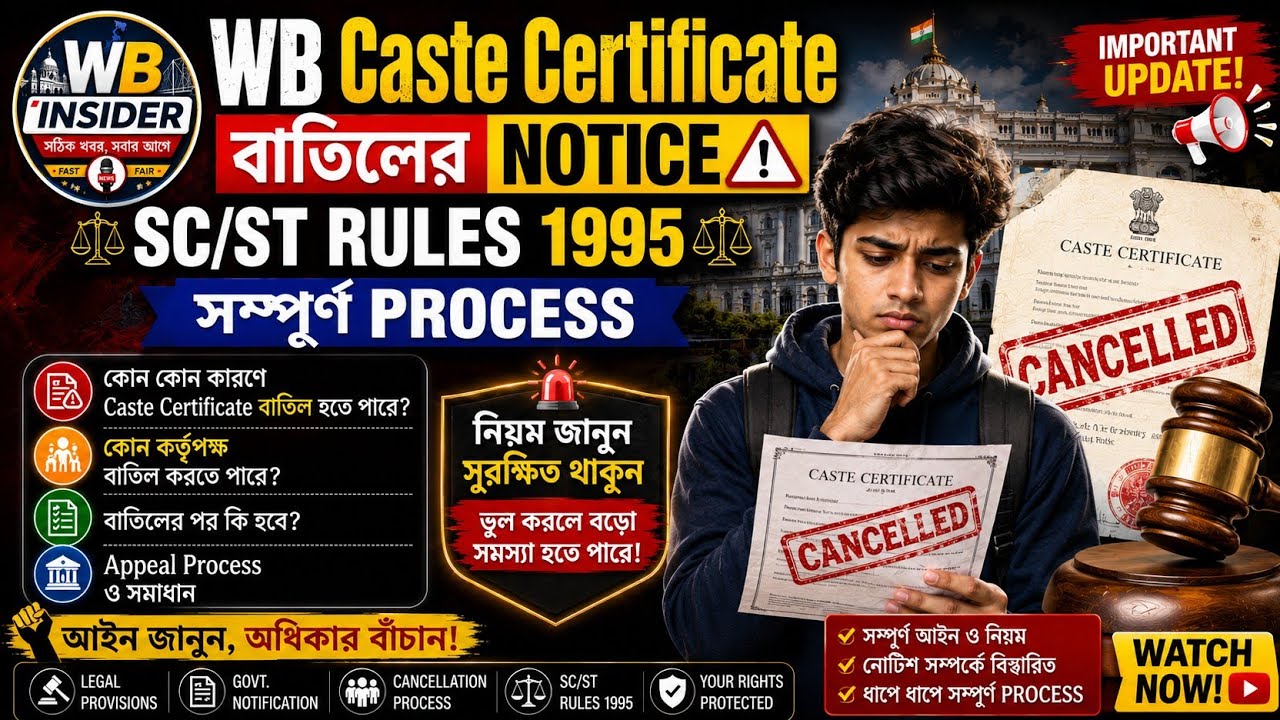 🔥 WB Caste Certificate বাতিলের Notice | SC/ST Rules 1995 | সম্পূর্ণ Process