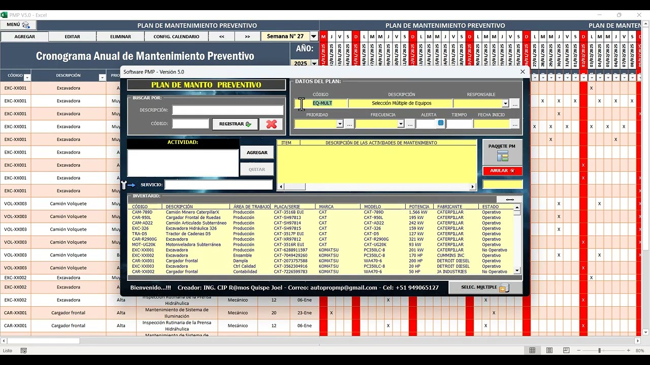 ¿Cómo crear un plan de mantenimiento basado en el tiempo para una flota de equipos en el PMP?