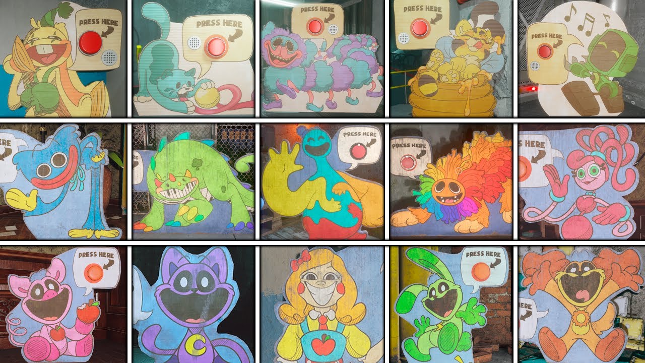 Poppy Playtime: Chapters 1 to 4 - All Cardboard Cutouts