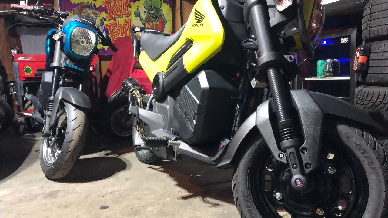 Honda Navi DIY lowering the front forks. Free modifications!
