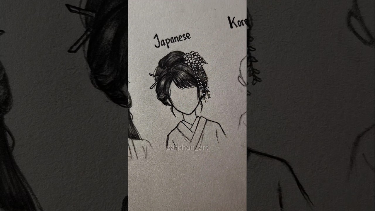 How to draw hair (chinese, japanese & korean) ✨️ #drawing #art #sketch #howtodraw #shorts