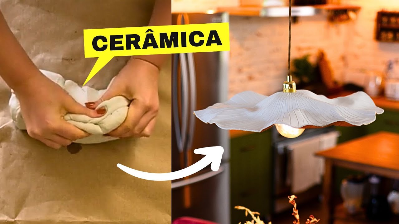 DIY - Luminária Flor de CERÂMICA que Viralizou!