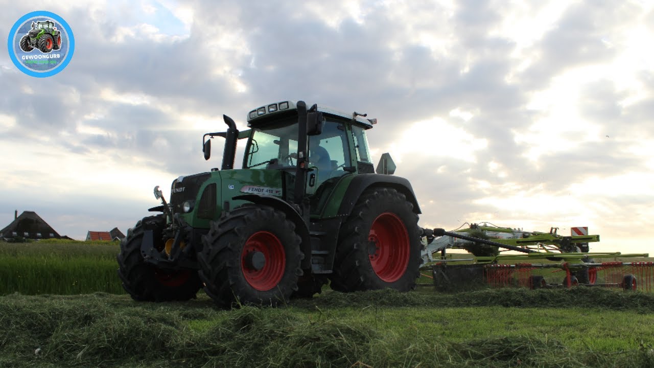 Gras harken | Fendt 415 | Claas liner 2800 | GewoonGurb