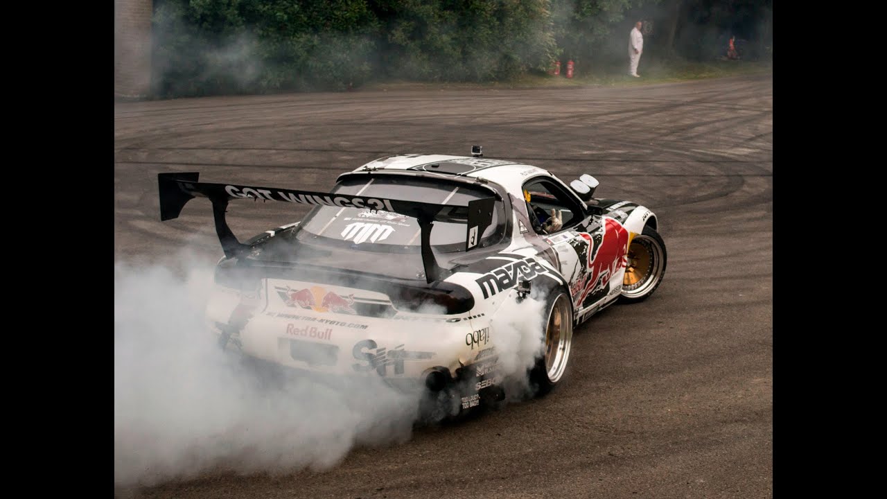Mad Mike Mazda RX7 Drifts & Huge Burnout & Sounds
