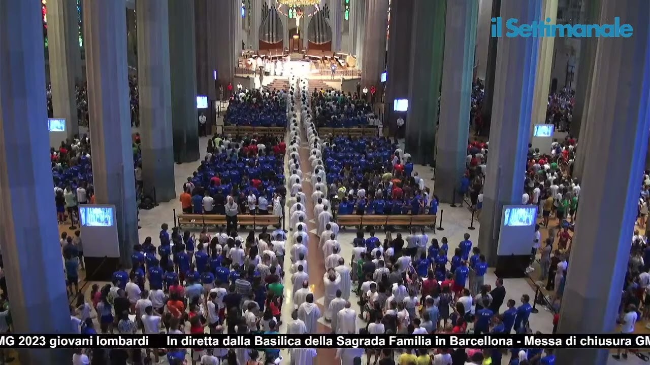 7 agosto 2023, dalla Sagrada Familia a Barcellona Santa messa per i giovani lombardi della GMG