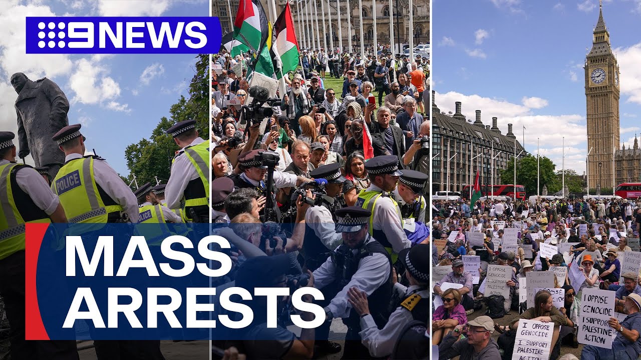 Hundreds arrested at central London pro-Palestine demonstration | 9 News Australia