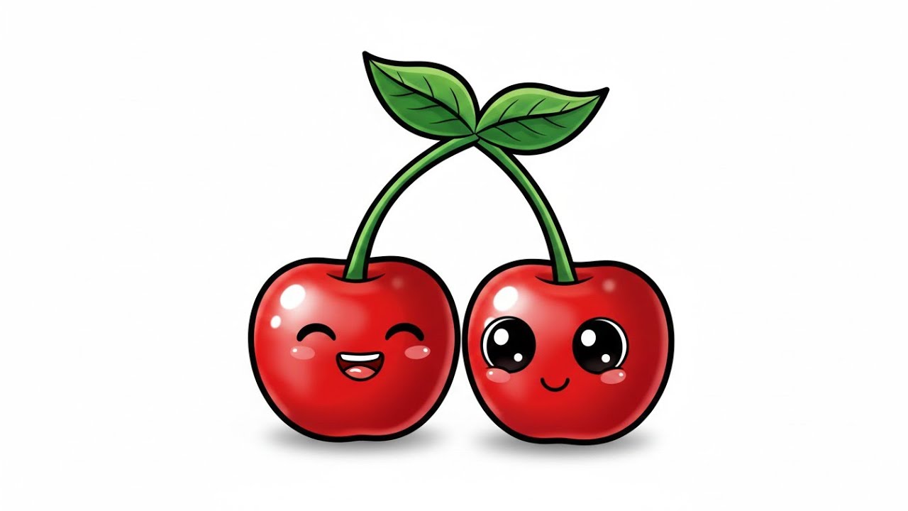 ll Cute Cherries  Colouring ll Easy Cherries Colouring ll How  To colour  Cherries ll 🍒🍒🍒