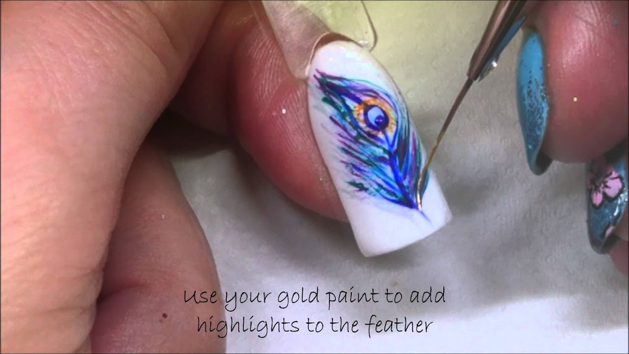 Peacock feather nail art