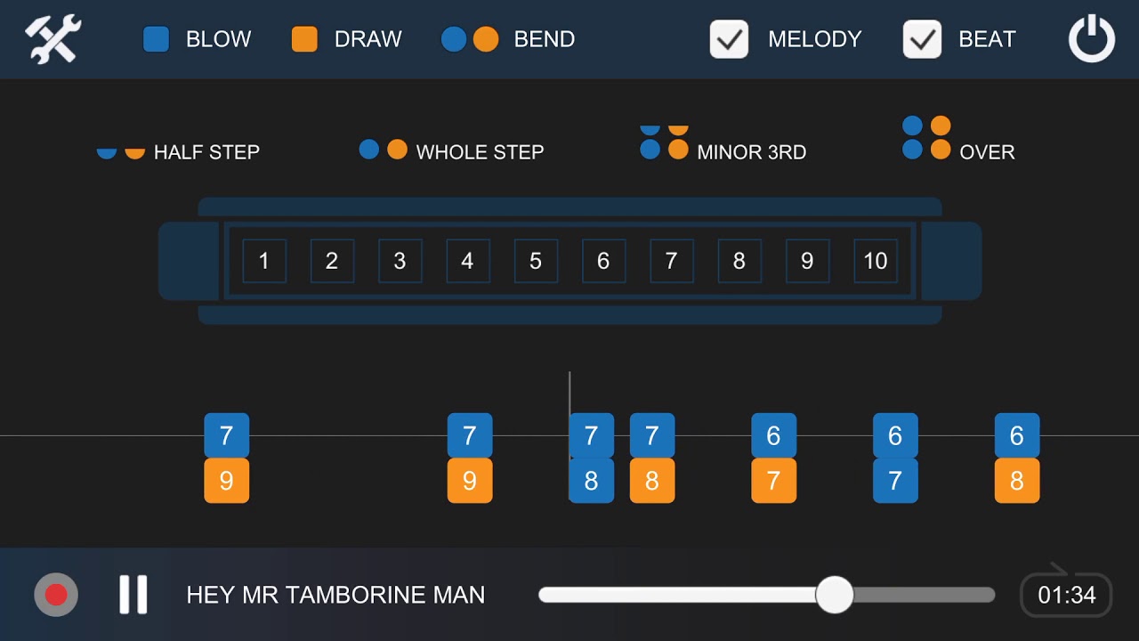 Hey Mr Tamborine Man - Harmonica Tab Tutorial Diatonic 10 Holes
