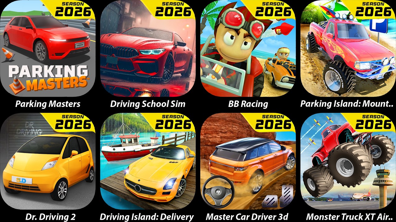 Parking Masters,Driving School Simulator,Beach Buggy Racing,Dr. Driving 2,Driving Island: Delivery