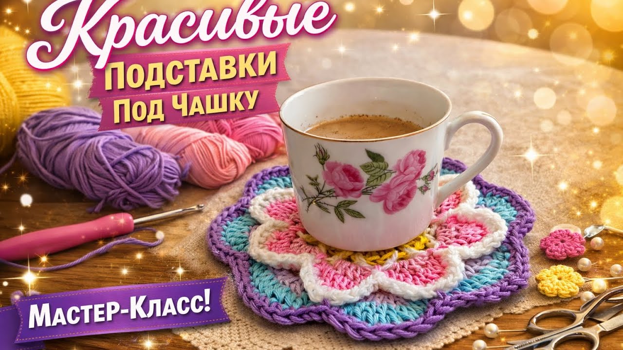 Подставка под чашку!Легко и красиво #crochet ##вязаниекрючком #подставкаподгорячее #вязаниедлядуши 