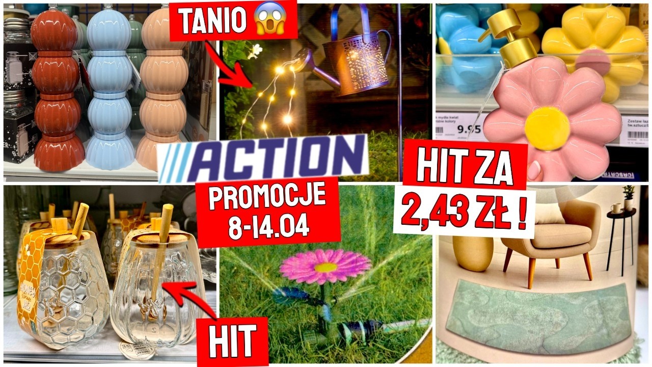 📍ACTION PROMOCJE 8-14.04🔥HIT DO OGRODU za 2,43 zł😍 POJEMNIK NA MI&Oacute;D, NOWE DO KUCHNI, DYWANY PRZEGLĄD