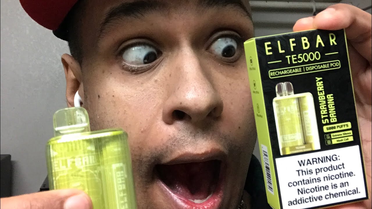 ElfBar TE5000 Strawberry Banana 5000 Puffs!Rechargeable Vape Review #vape  #hookah #elfbar #vaping
