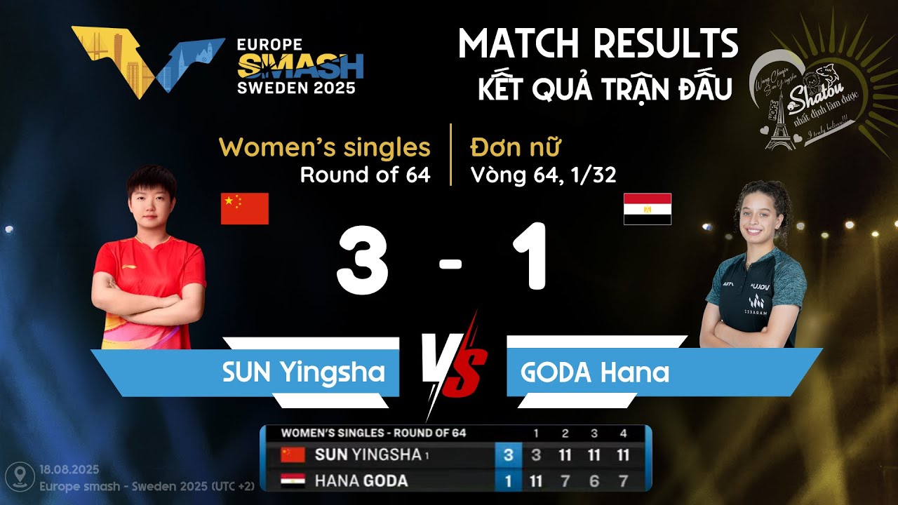 2025 - EUROPE SMASH - WS - R64 - SUN Yingsha & GODA Hana (18.08.2025)
