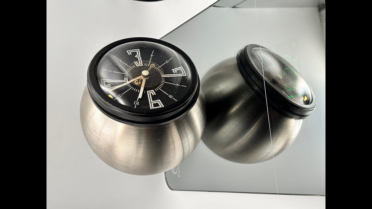 Vintage Space Age Spherical Table Clock 1960s–70s | Steel Case & Mystery Seconds Dial