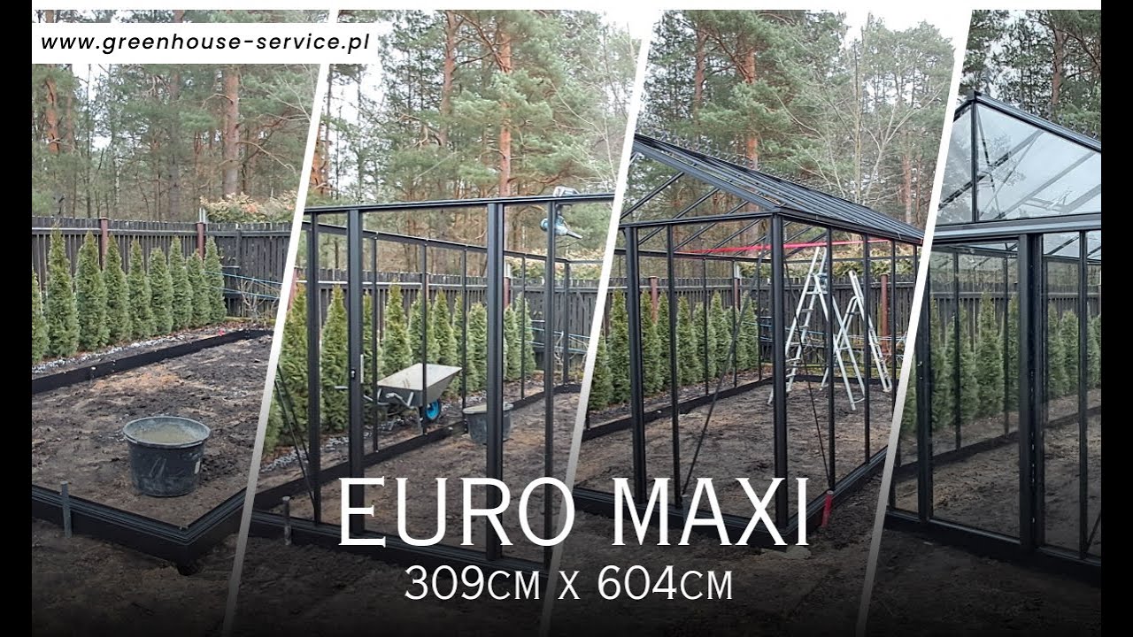 Montaż szklarni ogrodowej Euro Maxi o wymiarach 309cm x 604cm w Białobieli.