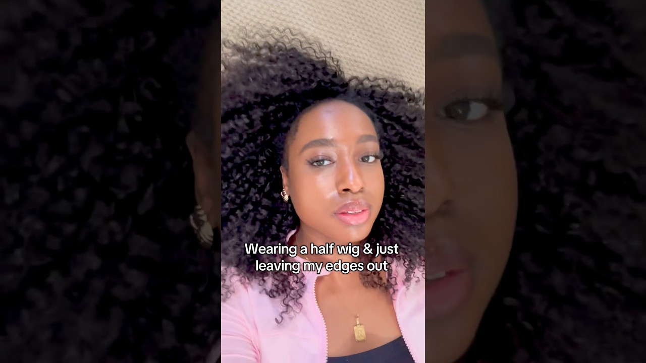 Wearing A Kinky Curly Half Wig With Edges Out #shorts #halfwig #naturalhairstyles #naturalhair