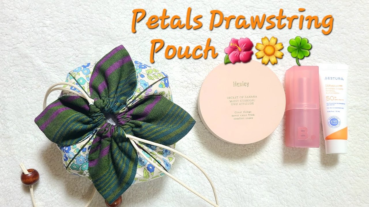 How to make a petals Drawstring Pouch ~🌺🌼🍀 #quilt #drawstringpouch #꽃잎주머니 #sewing #sewingtutorial