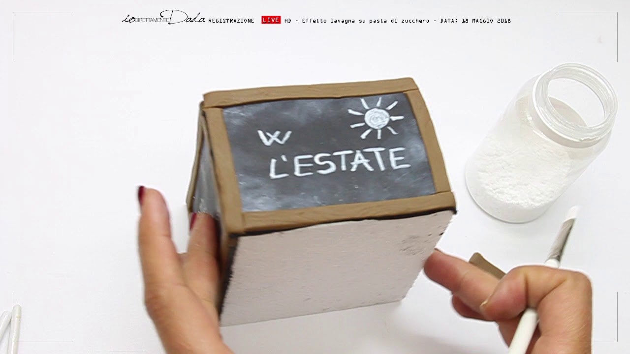 Torta effetto lavagna/gesso in pasta di zucchero - [HD] Diretta registrata 18 maggio 2018