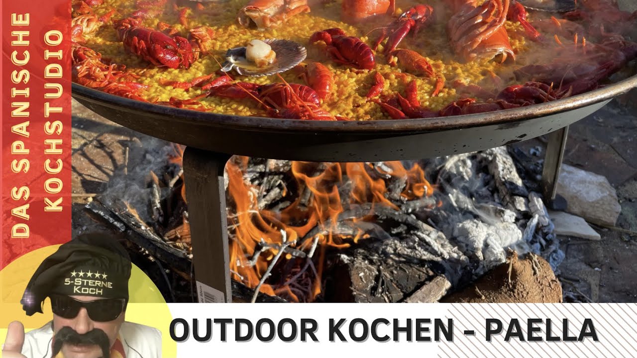 Outdoor kochen | Paella auf Holzfeuer | Hummer | Muscheln | Flusskrebse
