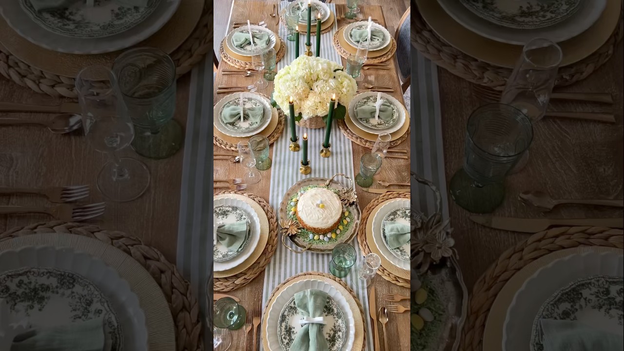 How to set a table for a spring brunch or Easter. #springtablescape #tablesetting #tablesettings